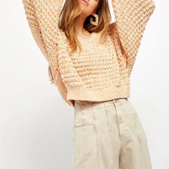 NWT Free People Coconut Loose Weave Sweater - Picture 3 of 16